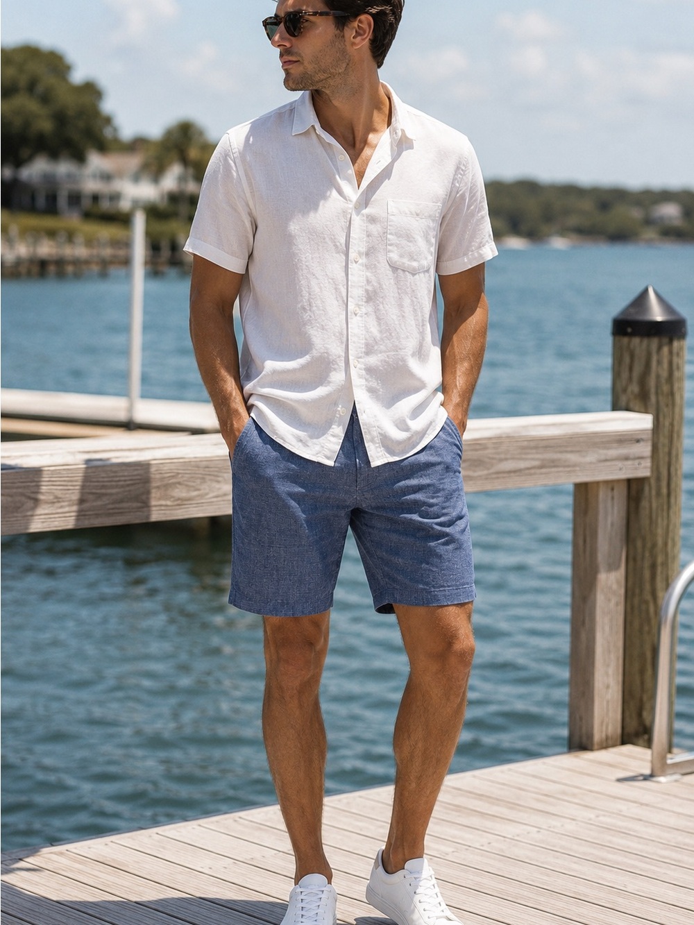 Banana Republic Aiden Linen Cotton Shorts 29 Blue Flat Front Casual Summer